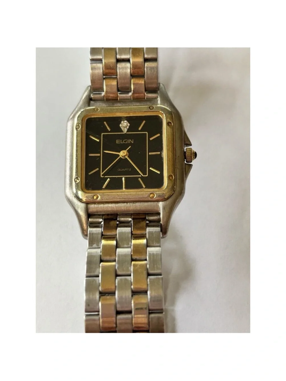 Vintage Elgin Two-Tone Black Dial Women's Watch